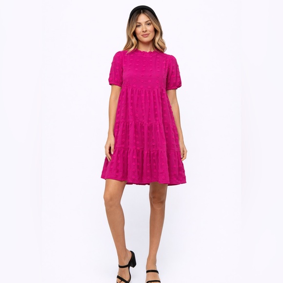 Pinkblush Dresses & Skirts - Pinkblush Swiss Dot Maternity Dress in Fuchsia
